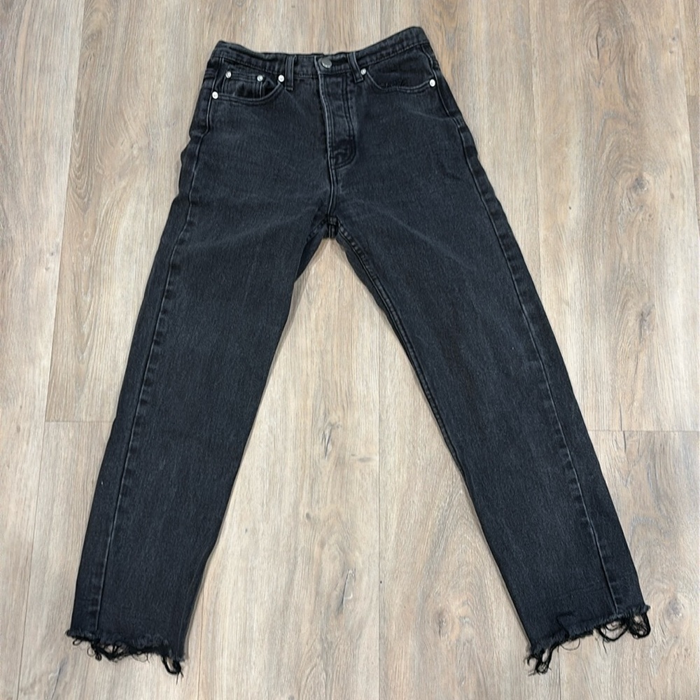 PRINCESS POLLY BLACK DENIM RAW HEM JEANS